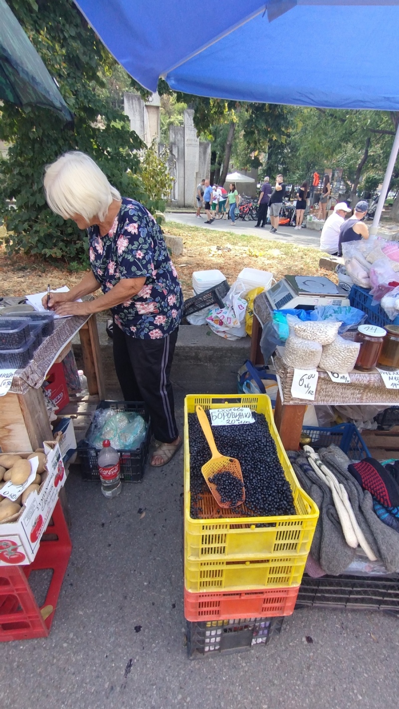 Бабини чорапки до 10 евро на пазара в Кюстендил, скъпоценните осоговски боровинки вървят по 20 лв. кг