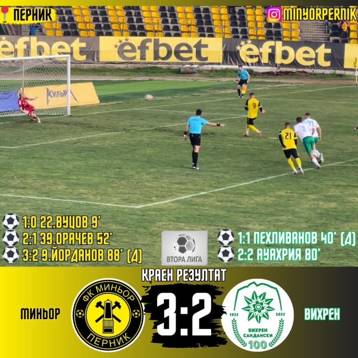 Голово шоу! „Чуковете” прекършиха Вихрен с дузпа в края