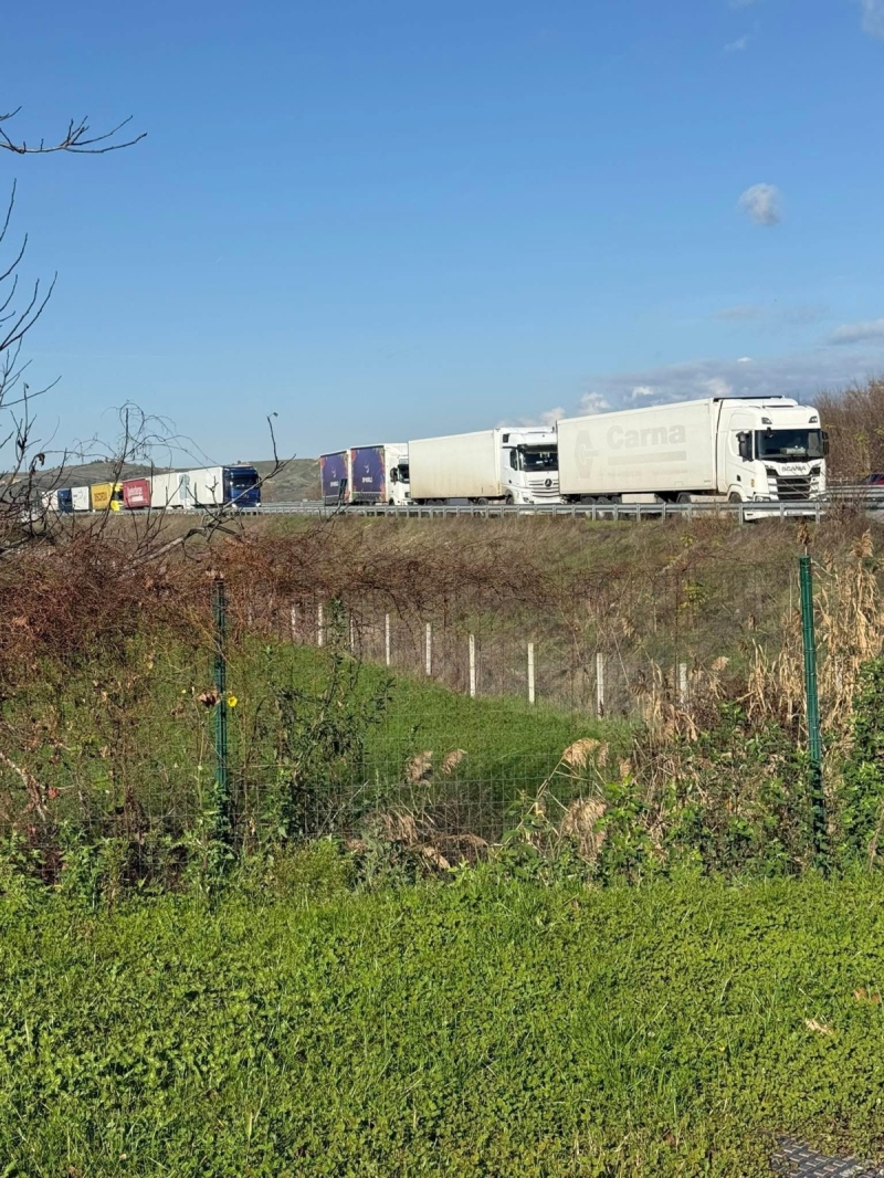 Опашката от блокирани камиони стигна разклона за Марикостиново