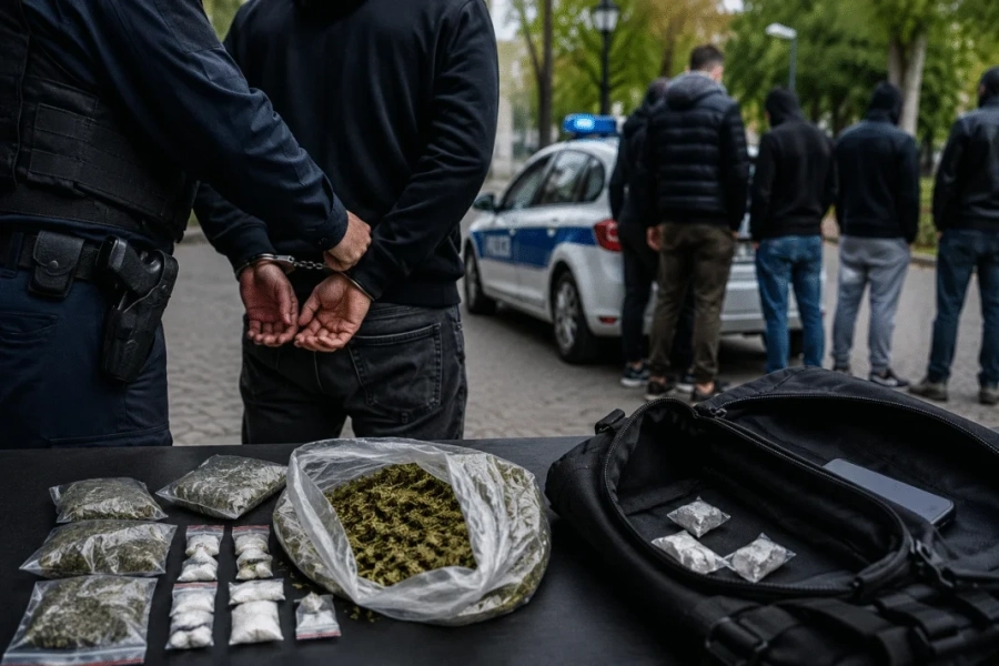Двама задържани при акция срещу наркотиците в Радомир, открити канабис, кокаин, екстази и пневматично оръжие