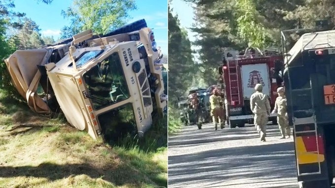 Военен камион се преобърна в Полша, има ранени американски военни